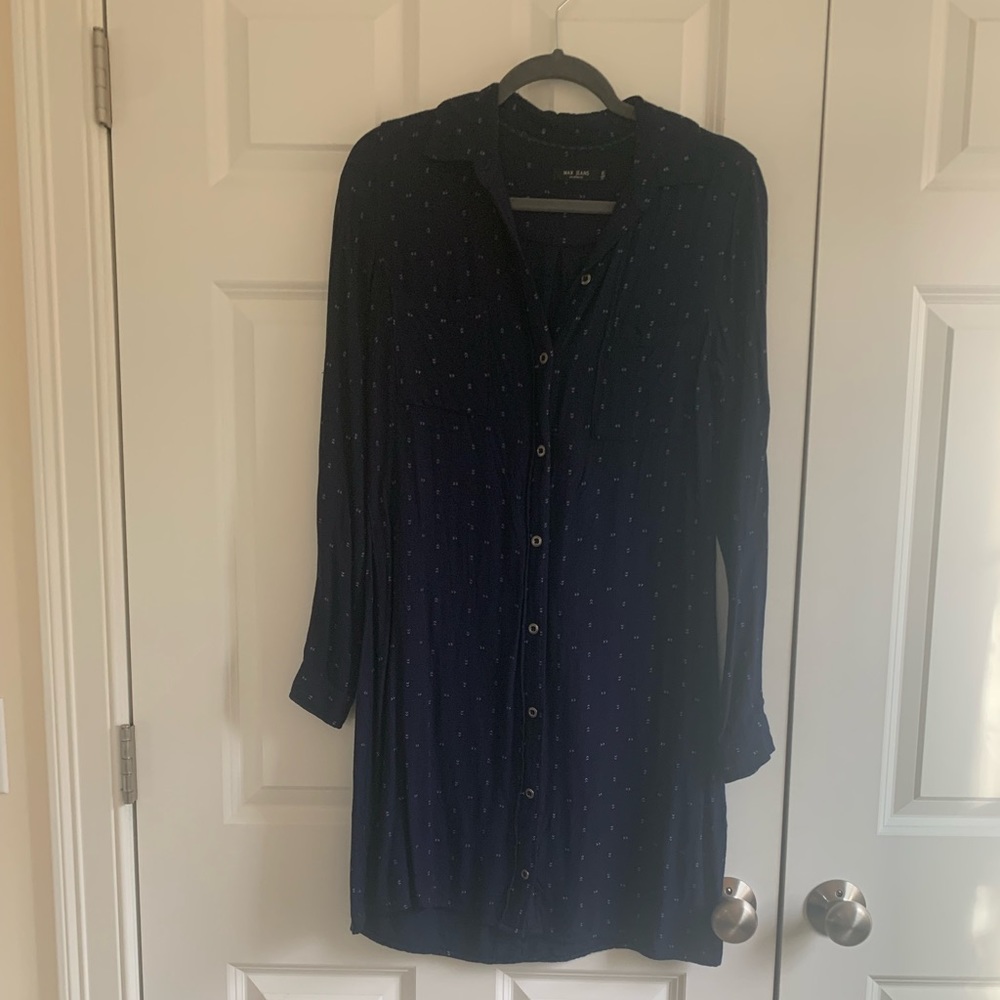 Navy, button up dress